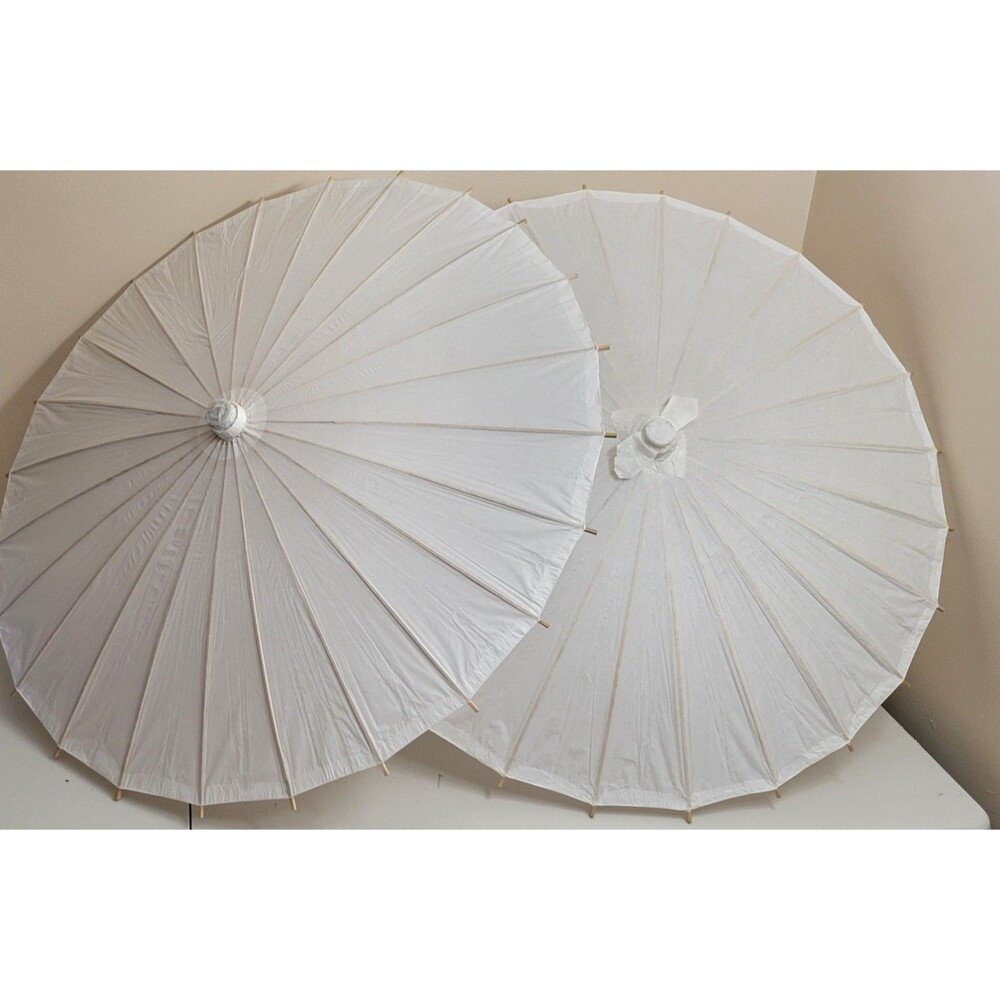 2 White Paper Parasols 33" For Shade, Weddings, Photo Shoots Etc.